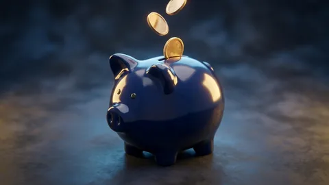 Monedas volviendo a una alcancía violeta: cashback semanal