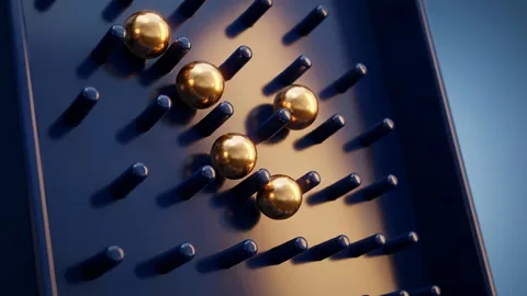 Plinko Austral: bolas doradas cayendo entre clavijas